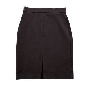 Banana Republic Black Knee-Length‎ Front Slit Back Gold Zipper Skirt Petite 2